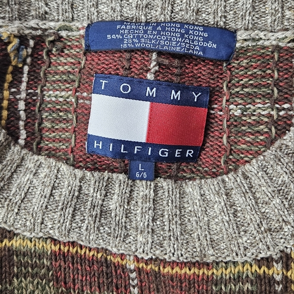 Tommy Hilfiger Wool Blend Plaid Grandpa Sweater - Picture 6 of 7